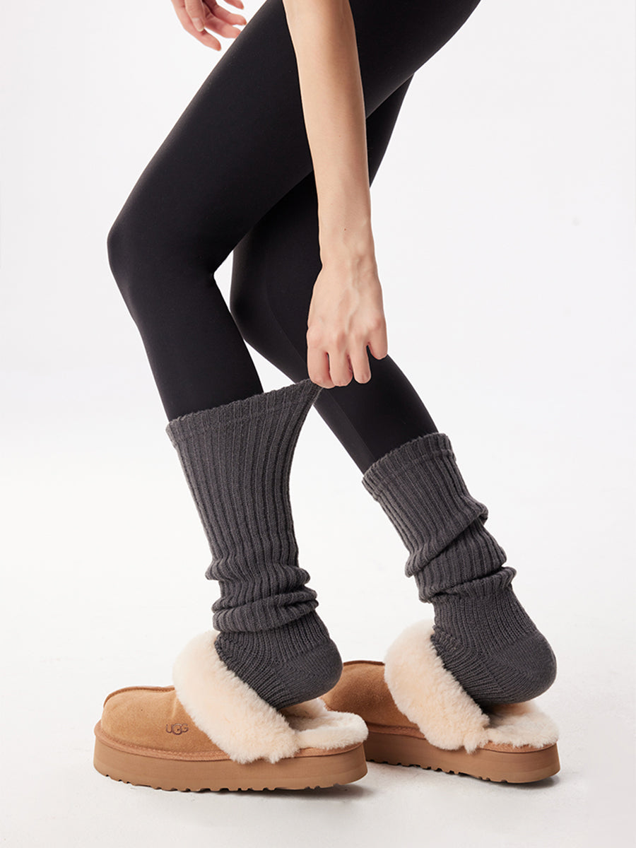 Ribbed Knit Slouch Leg Warmers