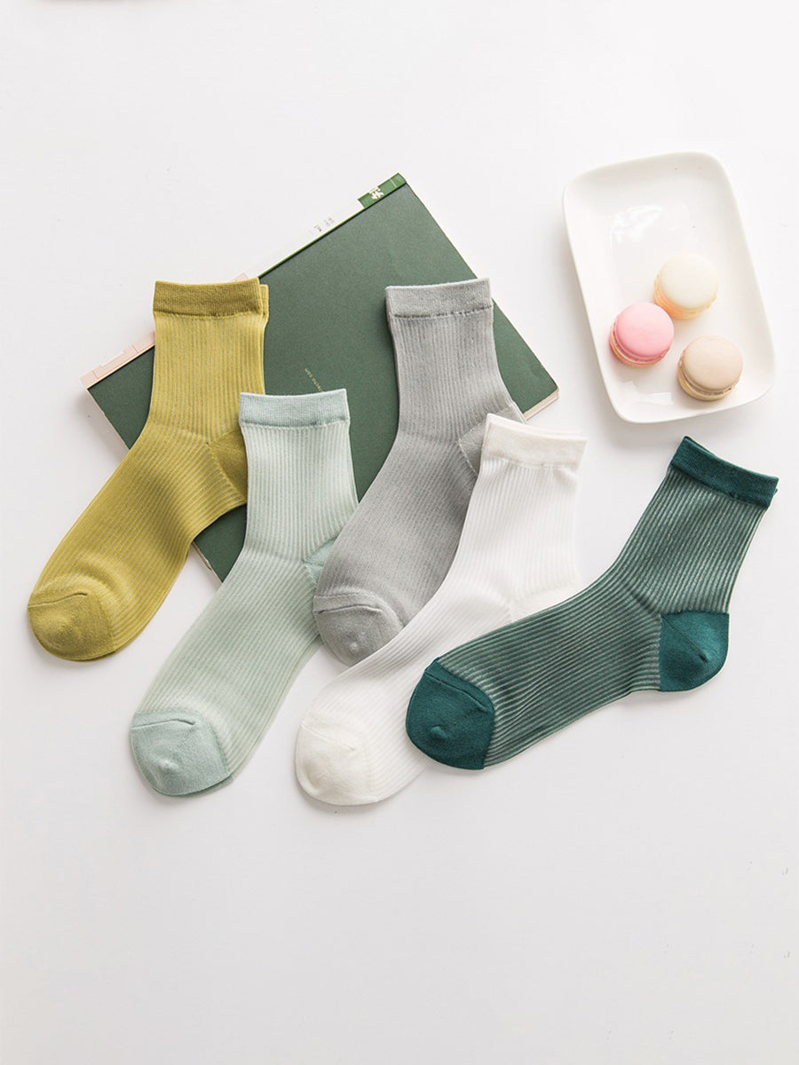 Stripe Semi-Sheer Crew Socks - SH2438