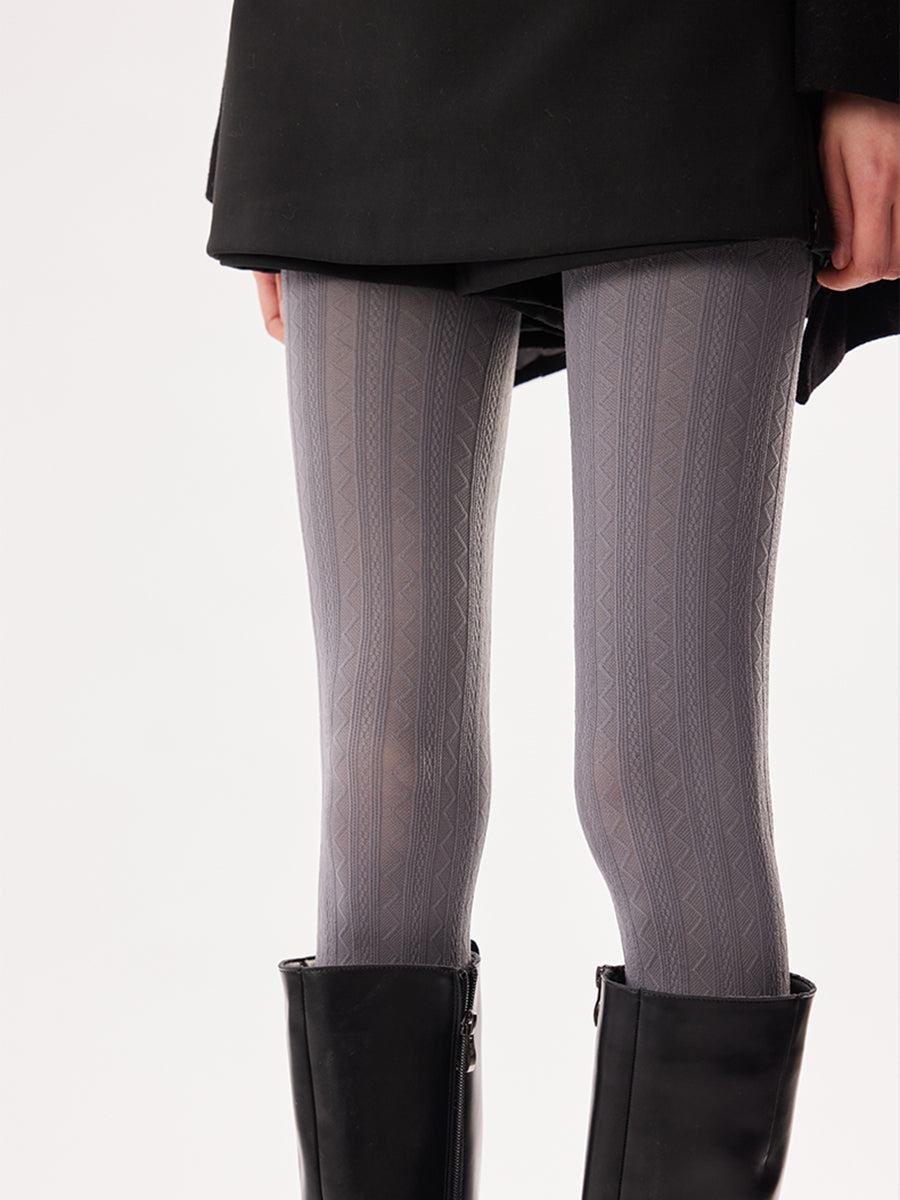 Stripe Jacquard Tights