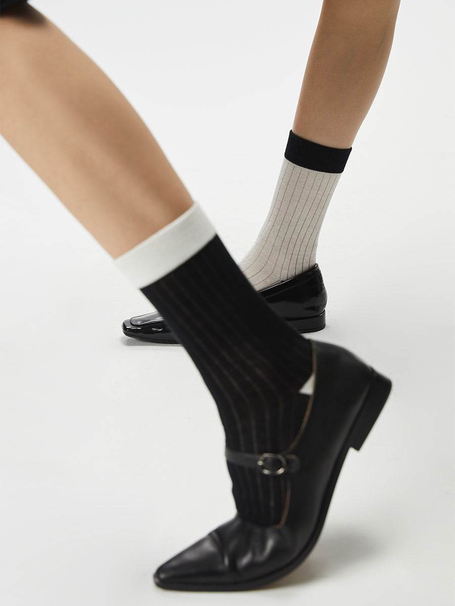 Colorblock Ribbed Crew Socks
