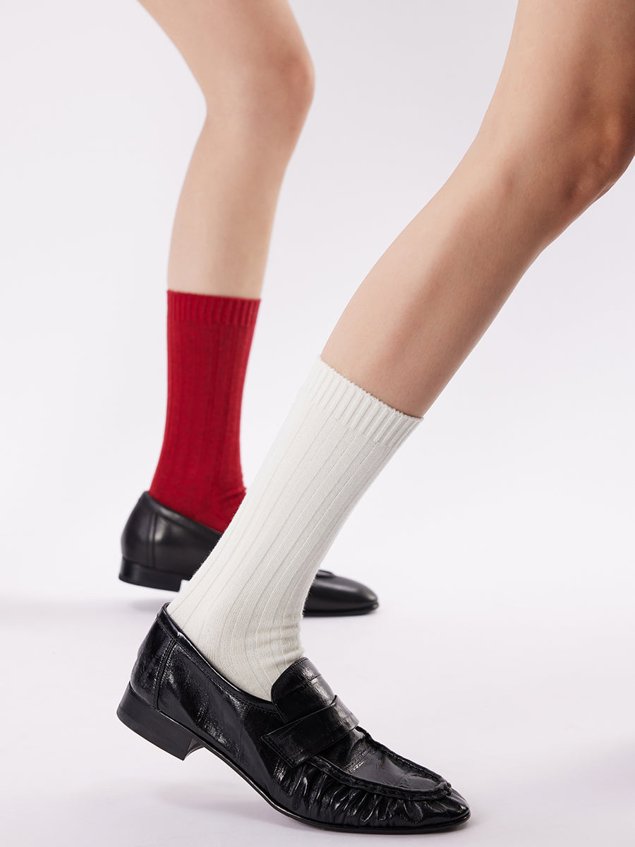 Ribbed Crew Socks
