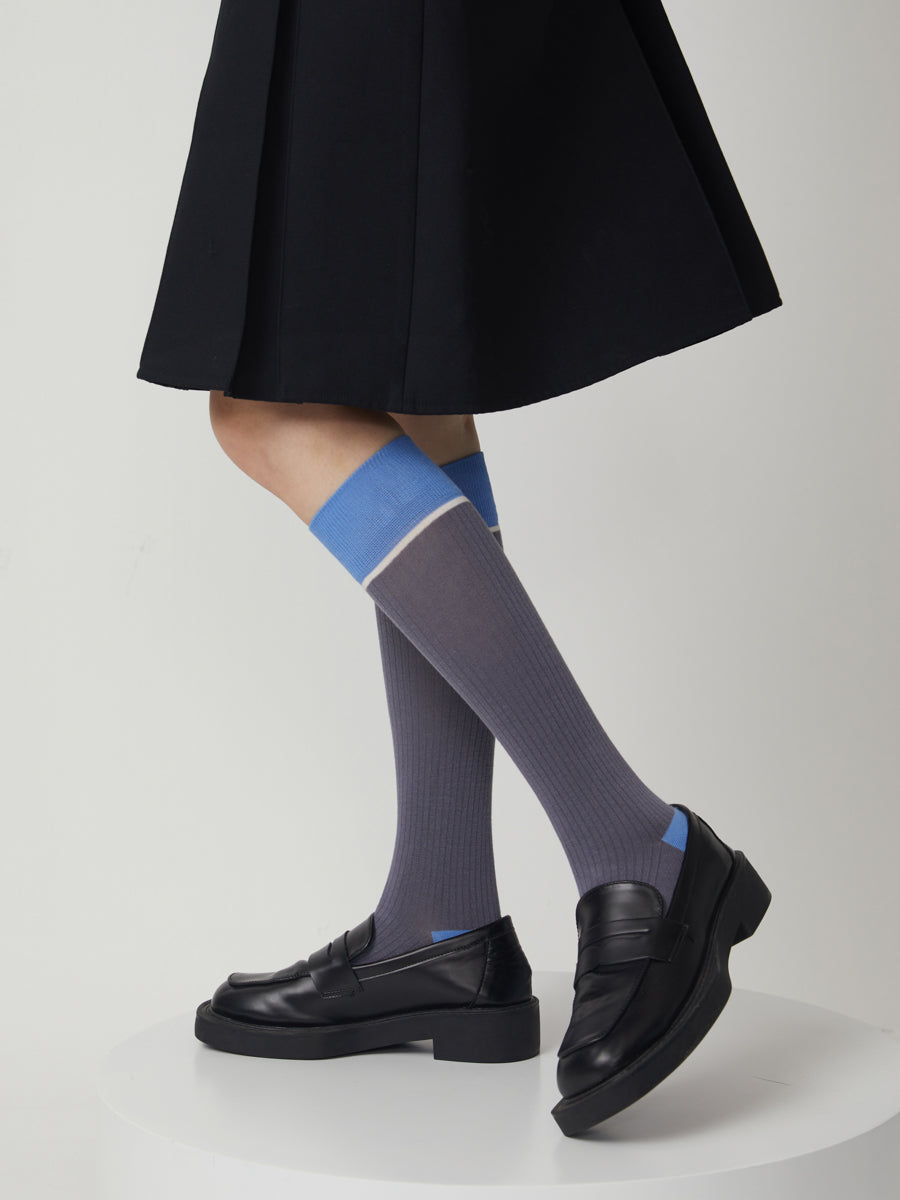 Colorblock Ribbed Knee High Socks