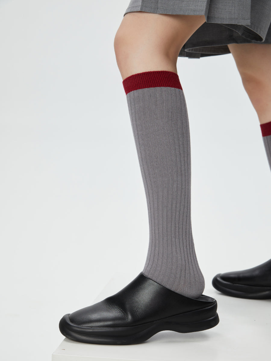 Colorblock Ribbed Knee High Socks