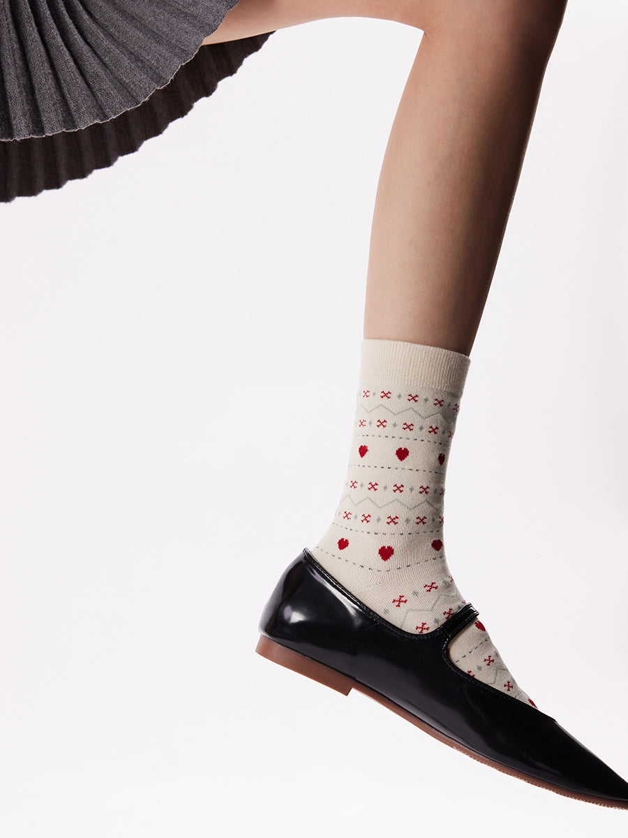 Heart Pattern Crew Socks