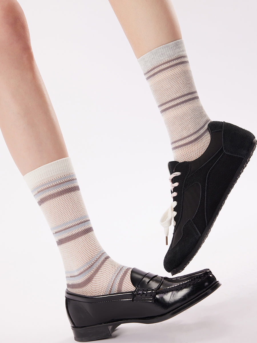 Stripe Mesh Crew Socks