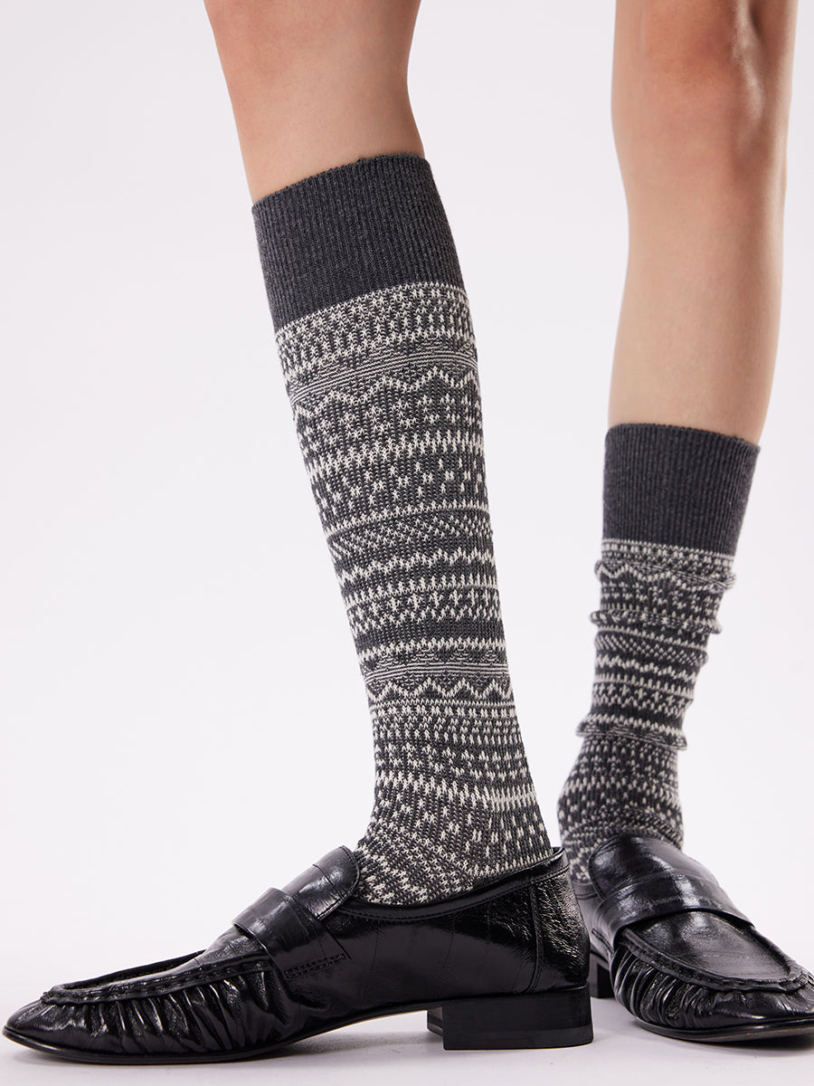 Nordic Knit Knee High Socks