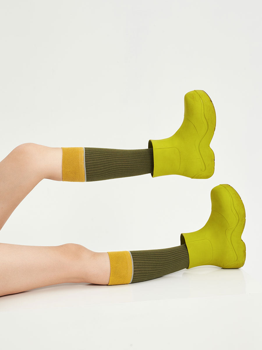 Colorblock Ribbed Knee High Socks