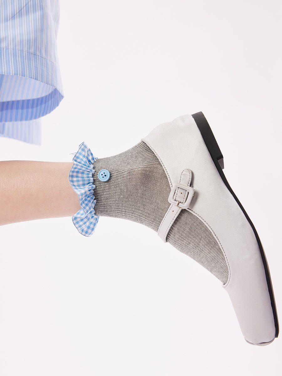 Gingham Ruffle Crew Socks