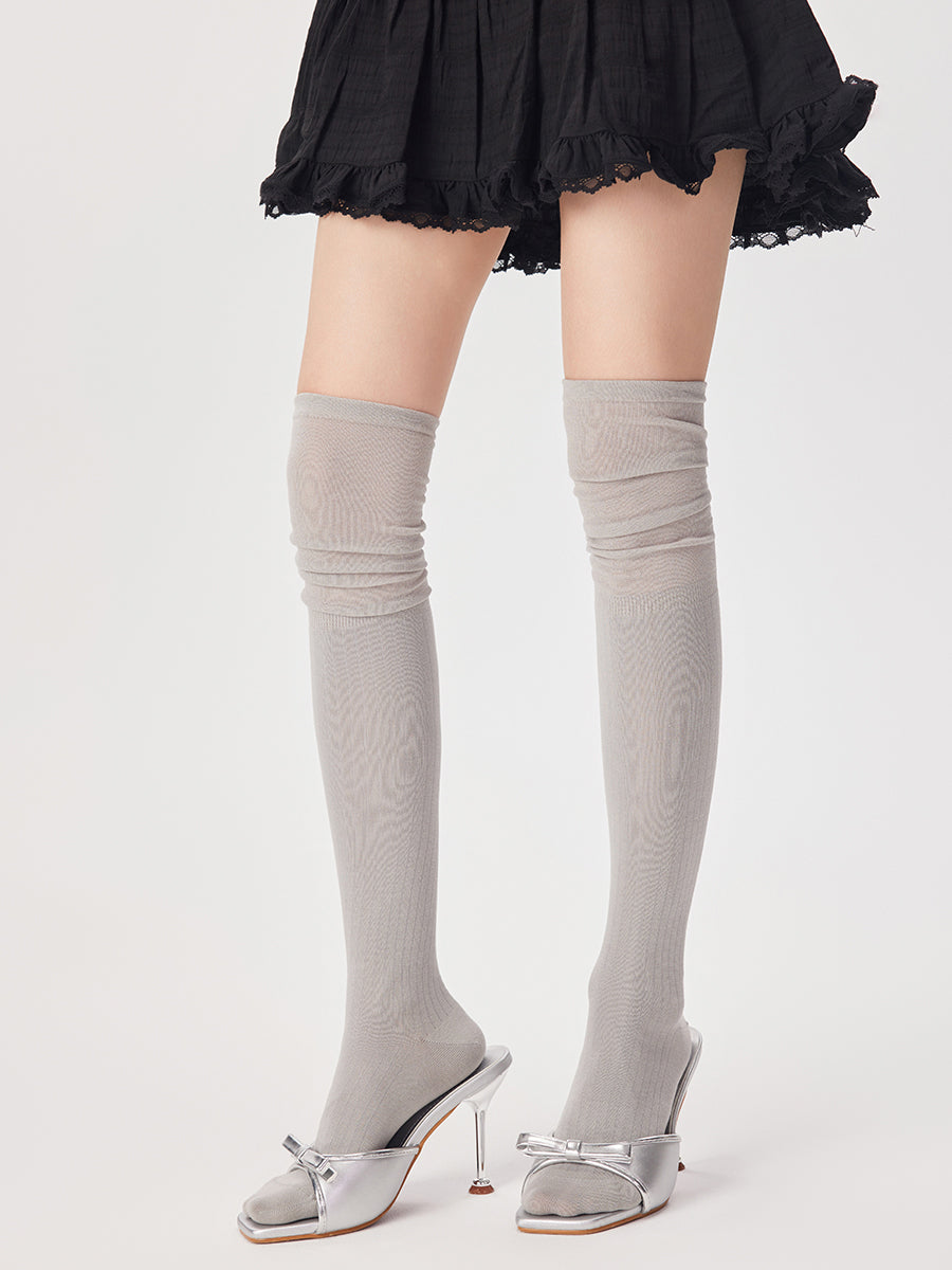 Slouch Ribbed Thigh High Socks