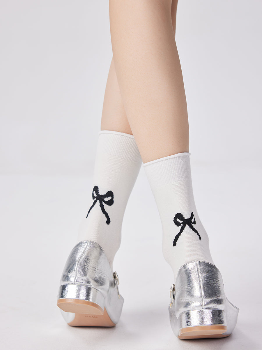 Bow Print Crew Socks