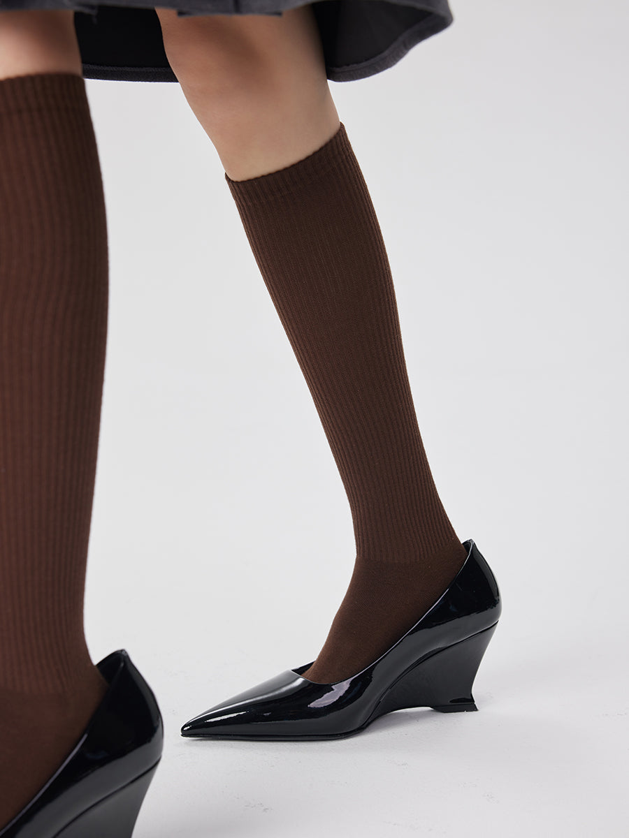 Classic Ribbed Knee High Socks