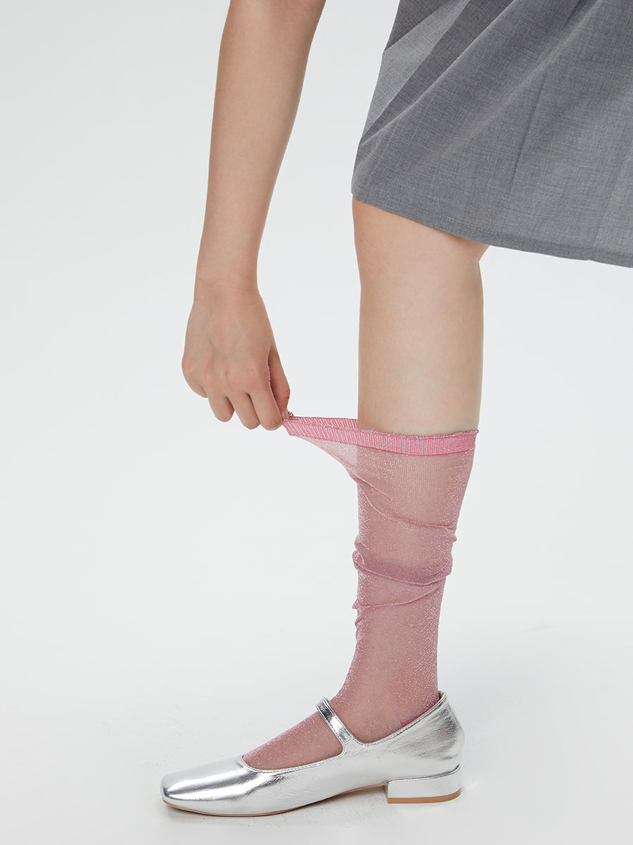 Semi-Sheer Glitter Knee High Socks