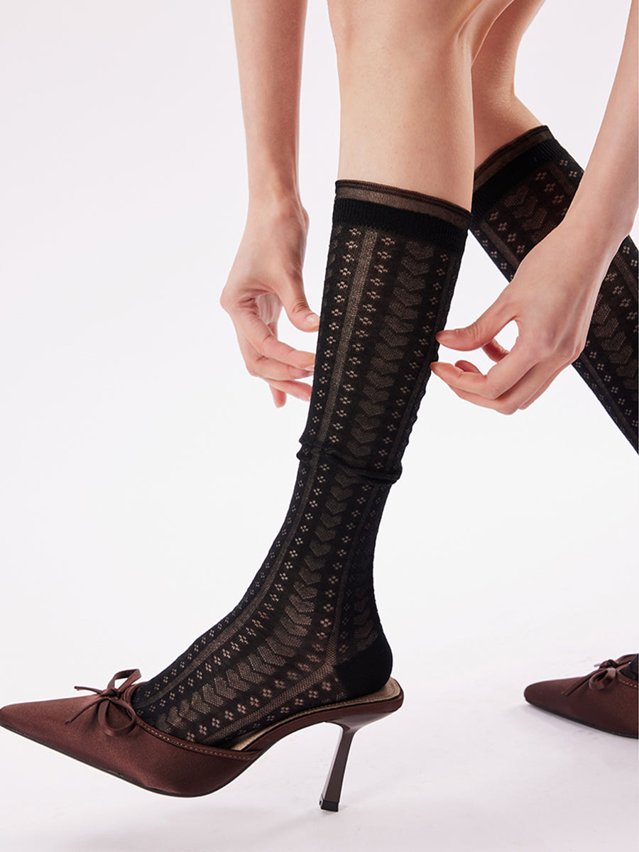 Sheer Pointelle Knee High Socks