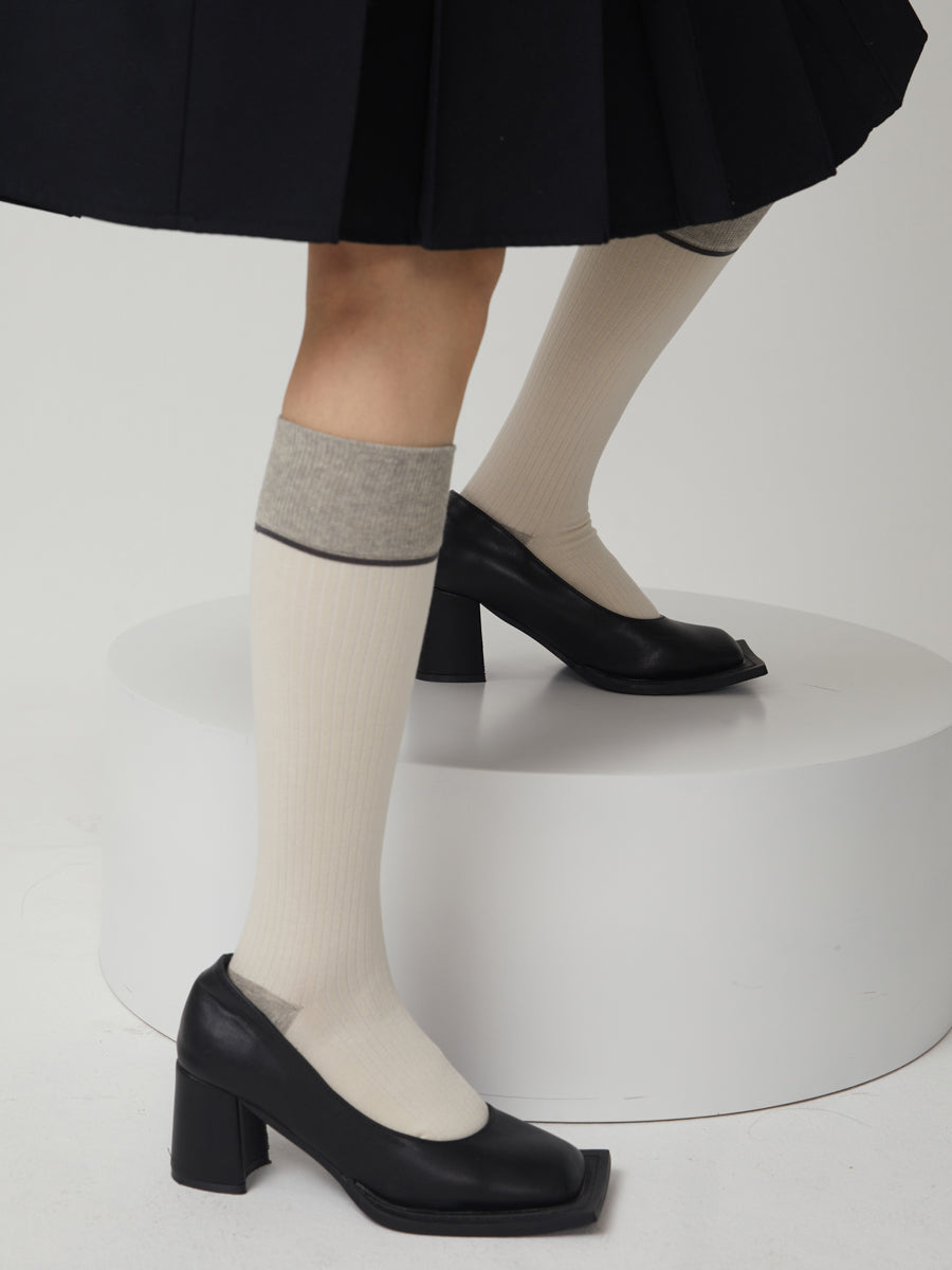 Colorblock Ribbed Knee High Socks
