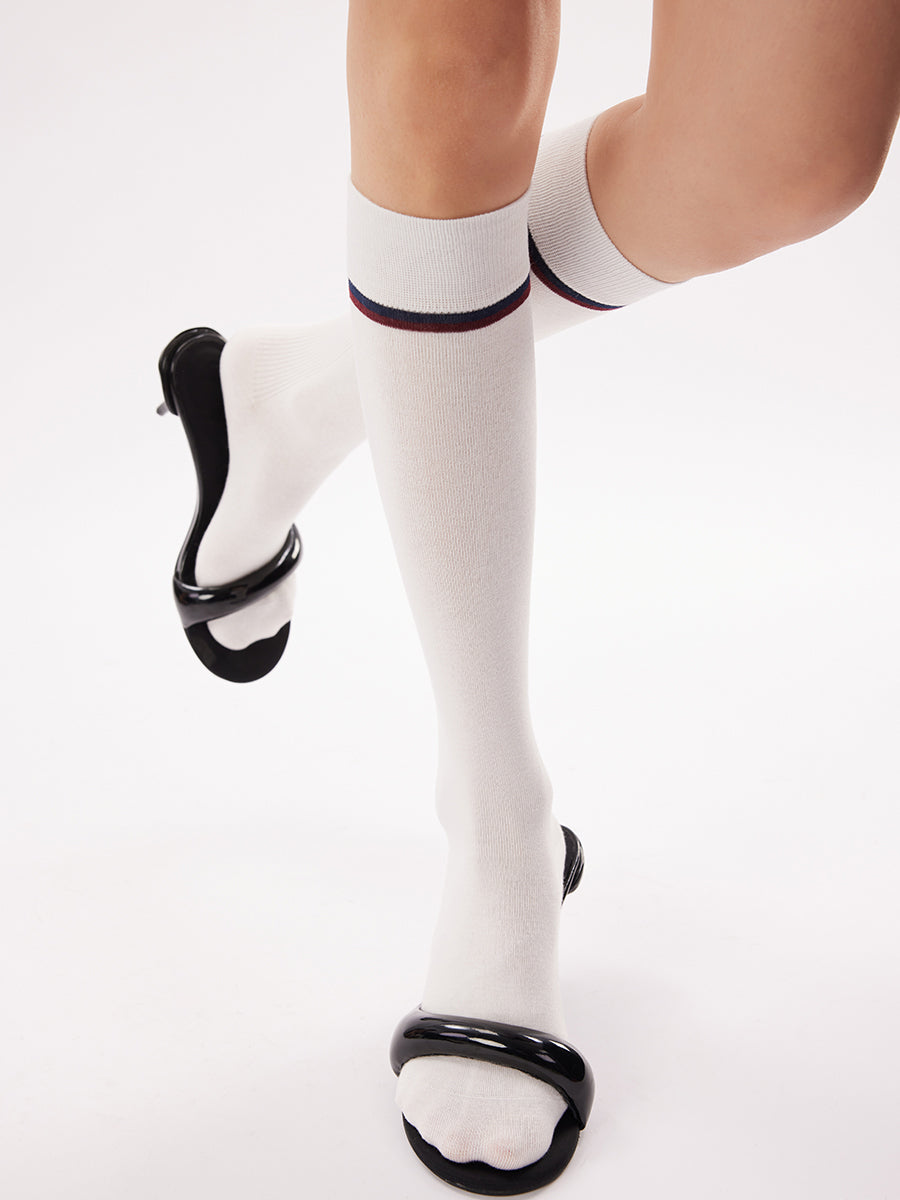 Contrast Stripe Knee High Socks