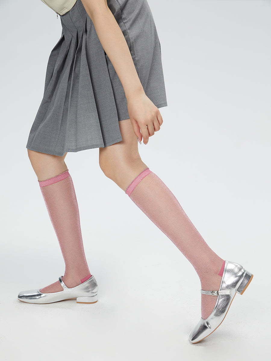 Sheer Glitter Knee High Socks