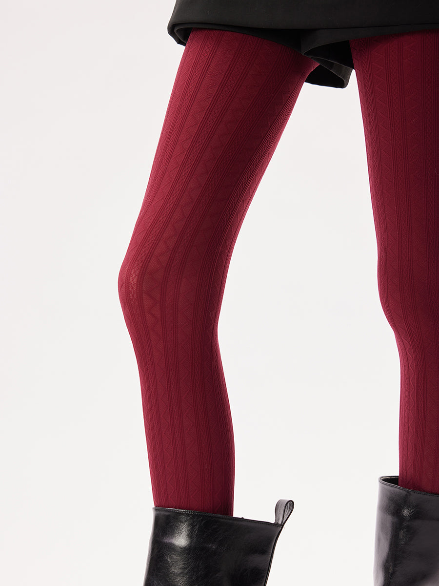 Stripe Jacquard Tights