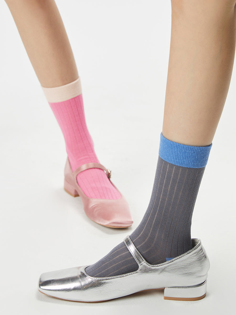 Colorblock Ribbed Crew Socks