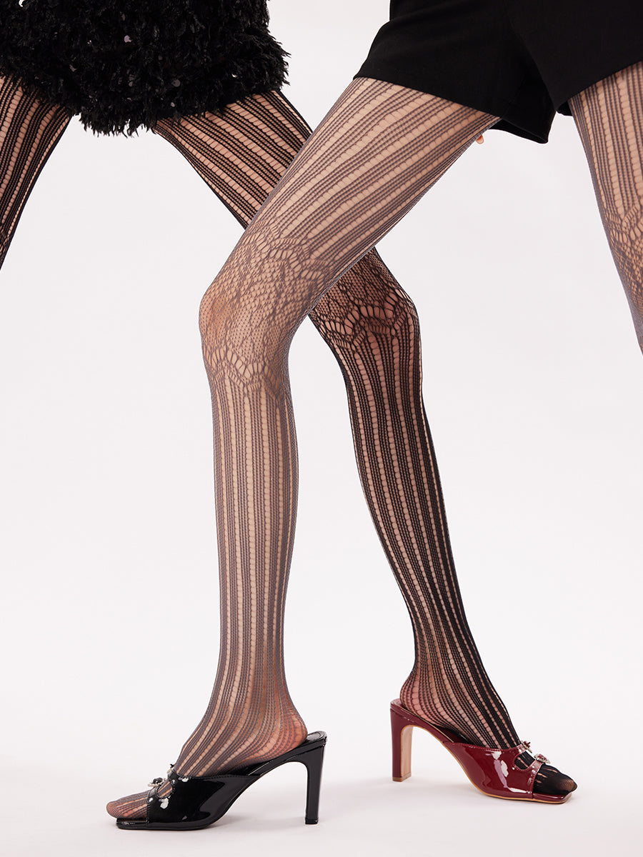 Lace Stripe Tights