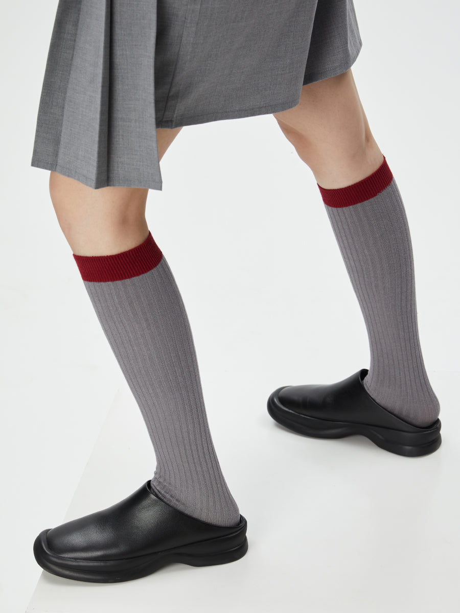 Colorblock Ribbed Knee High Socks
