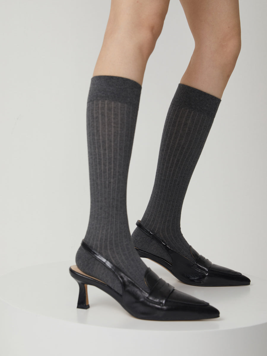 Ribbed Knee High Socks