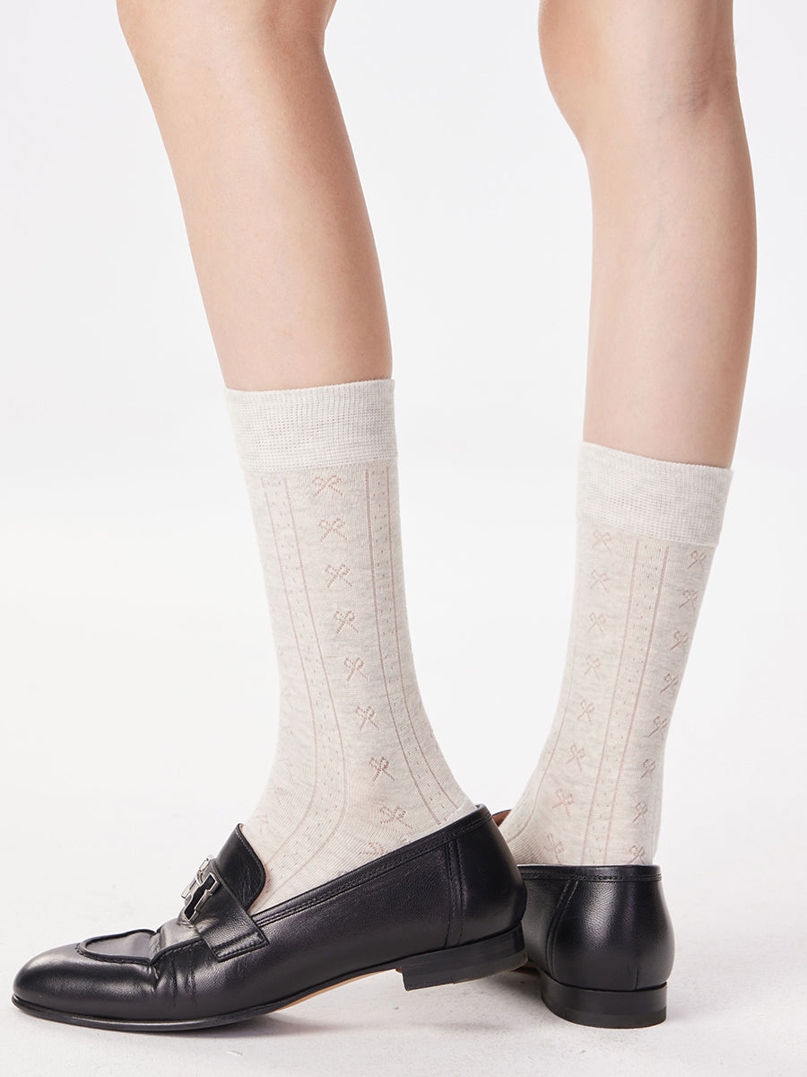 Bow Pattern Crew Socks