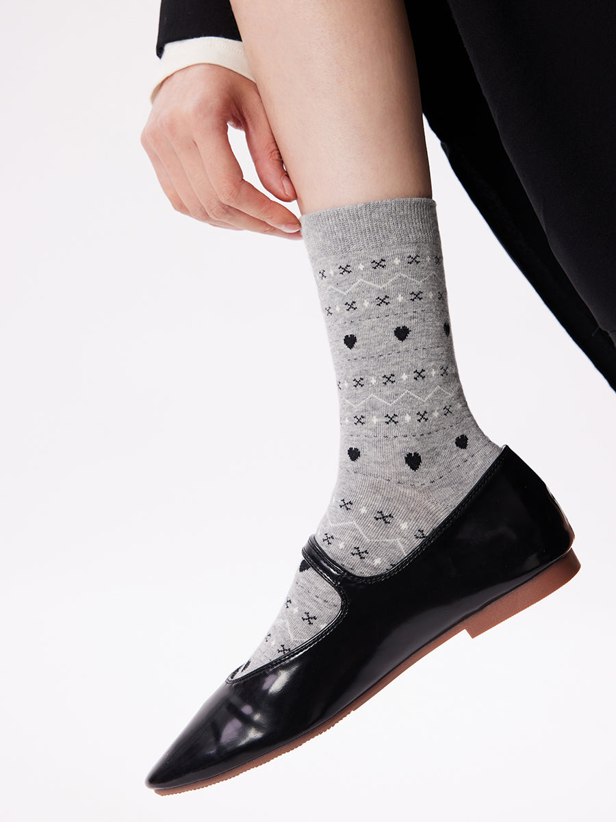 Heart Pattern Crew Socks