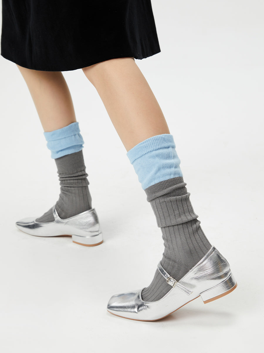 Colorblock Ribbed Crew Socks