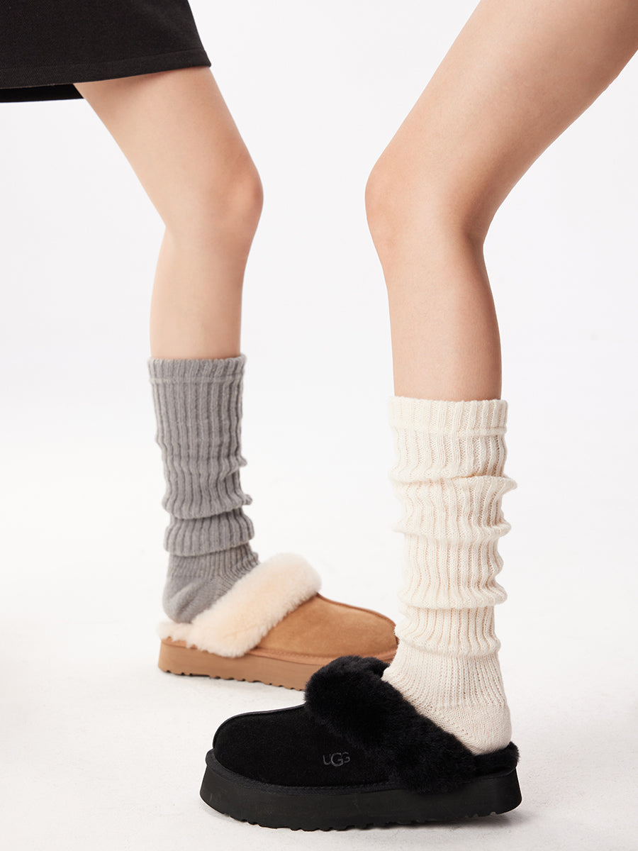 Ribbed Knit Slouch Leg Warmers