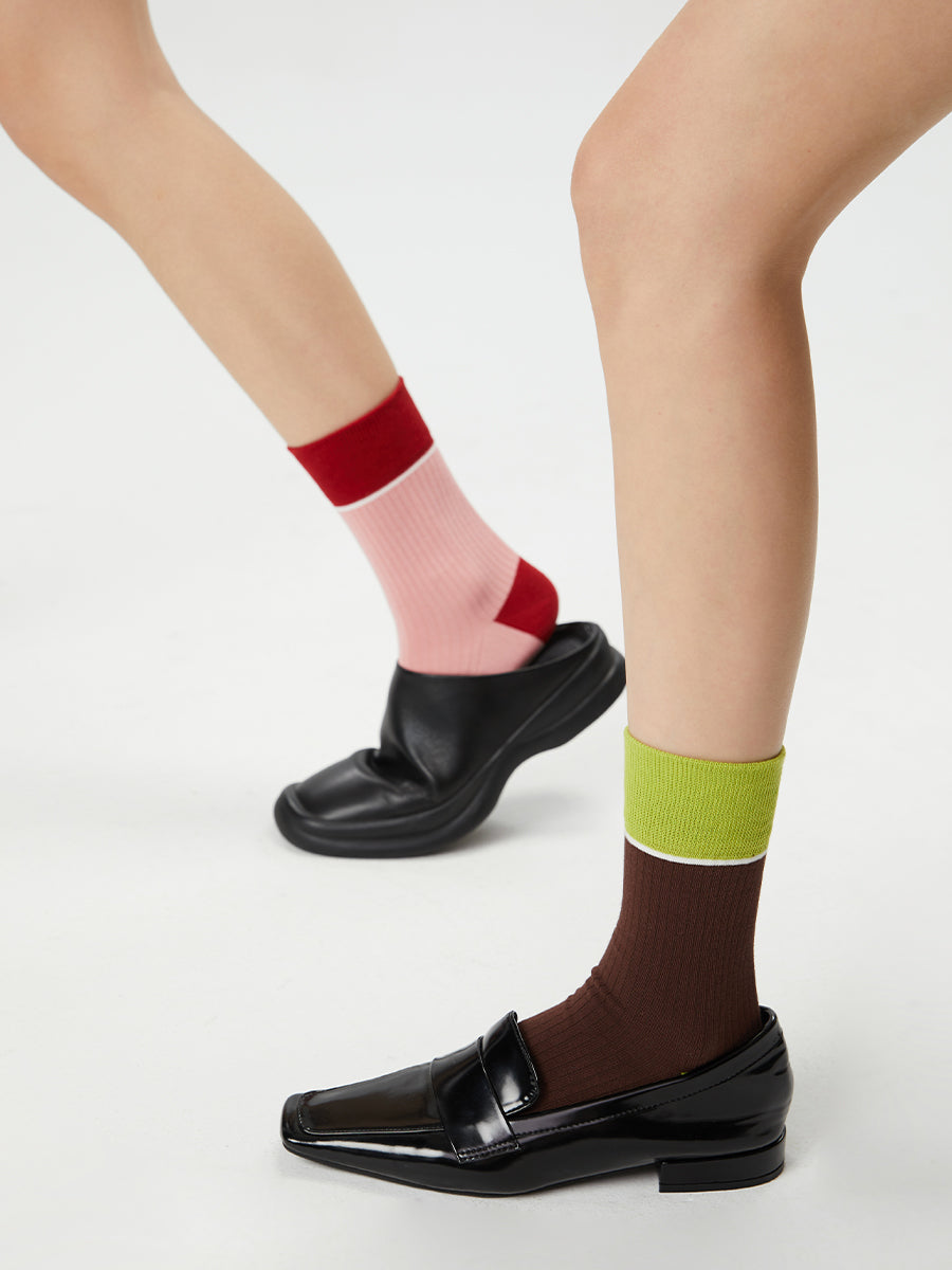 Colorblock Ribbed Crew Socks