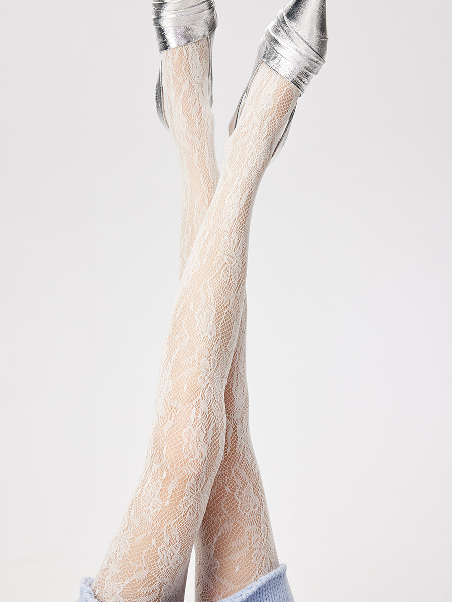 Floral Fishnet Tights