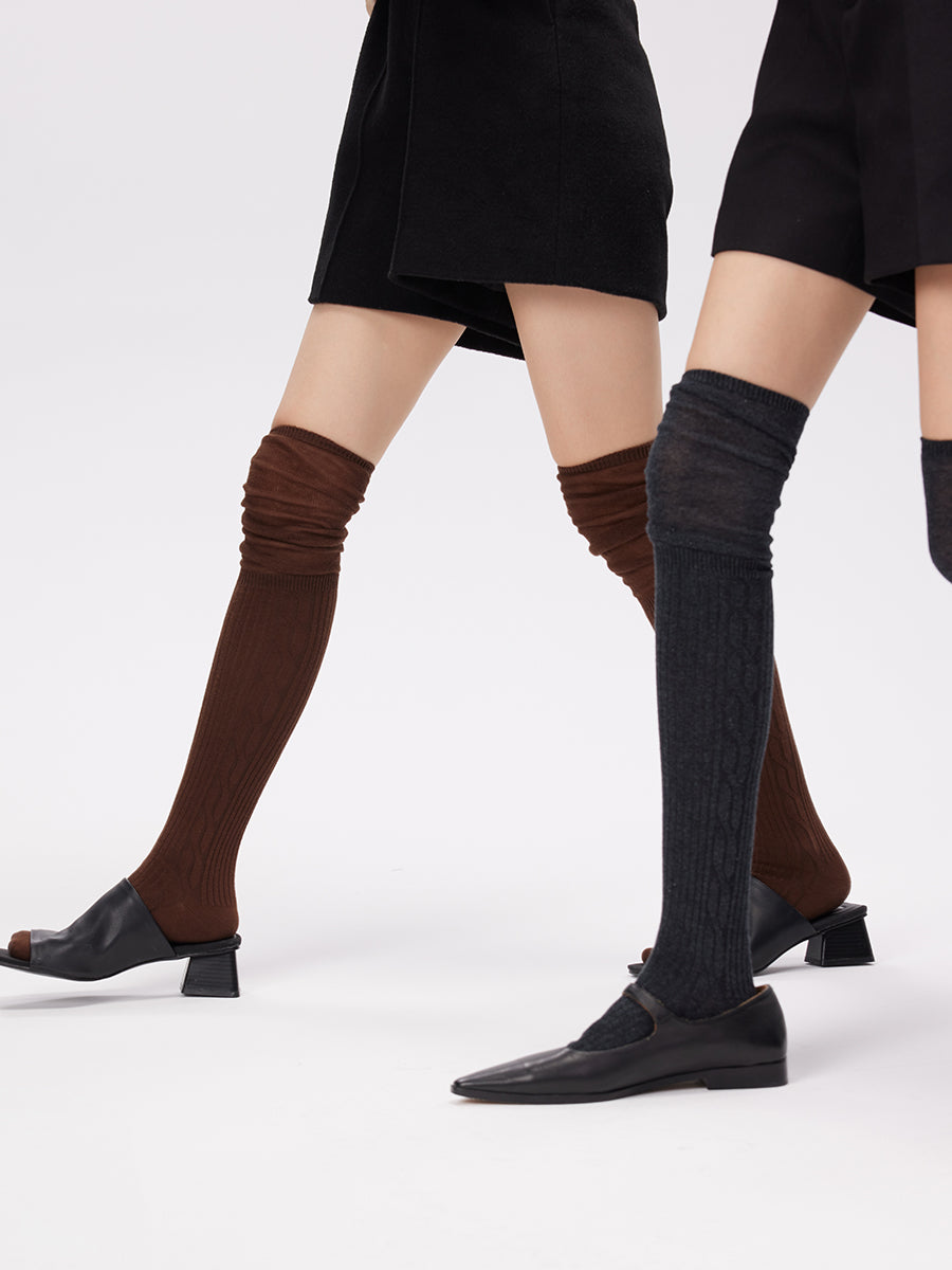 Slouch Cable Knit Thigh High Socks