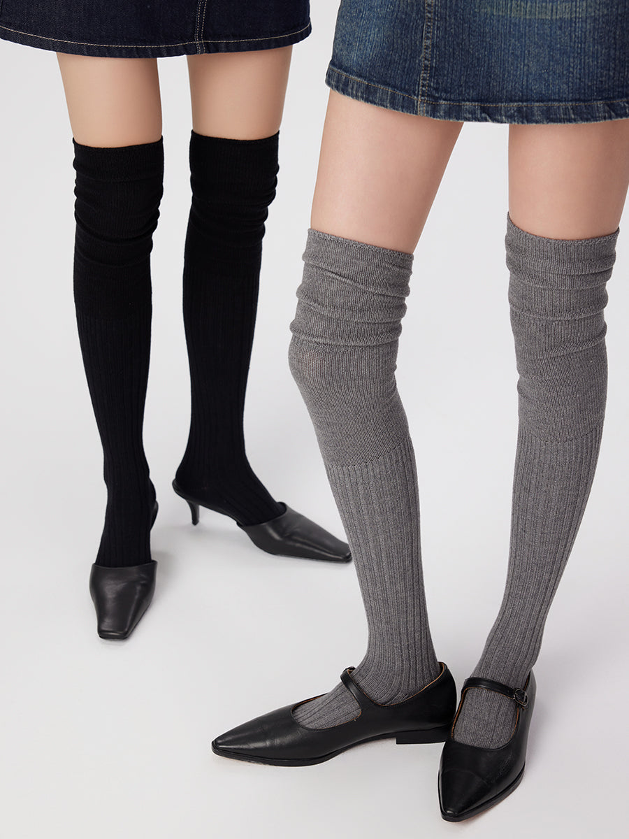 Slouch Ribbed Thigh High Socks