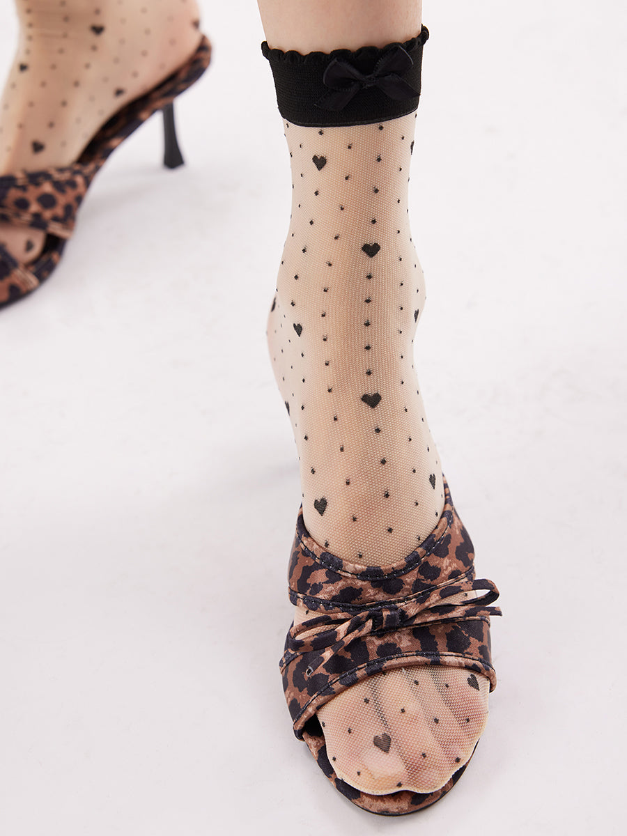 Polka Dot Sheer Crew Socks