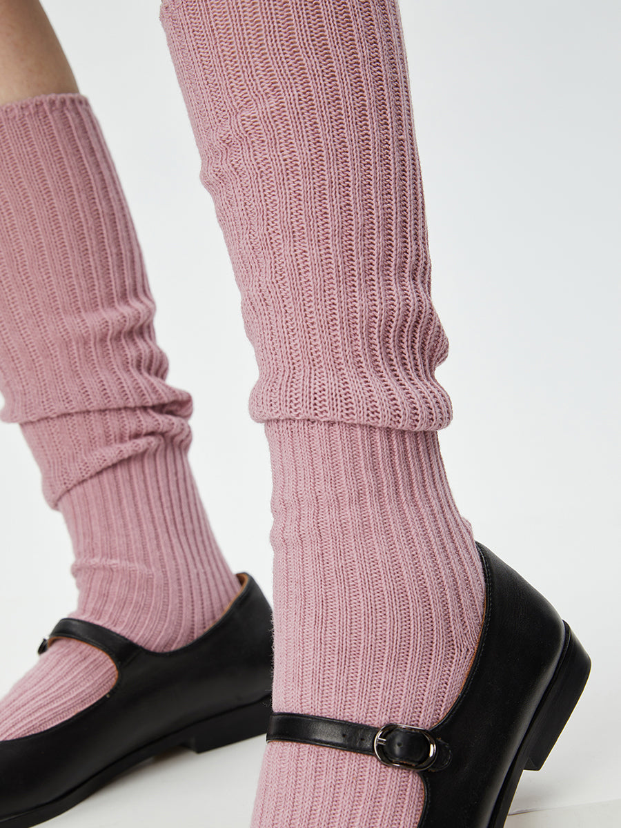 Slouch Ribbed Knit Knee High Socks