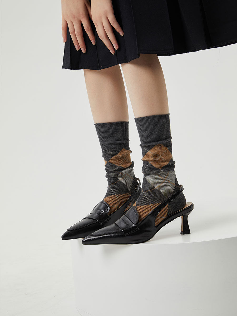 Argyle Pattern Crew Socks