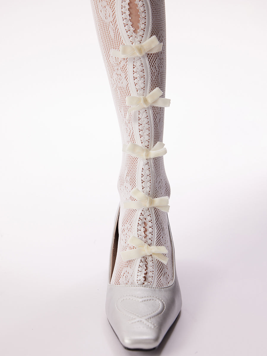 Bow Cutout Lace Knee High Socks
