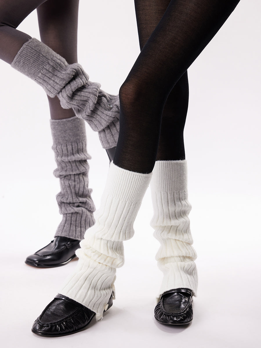 Buttoned Ribbed Leg Warmers