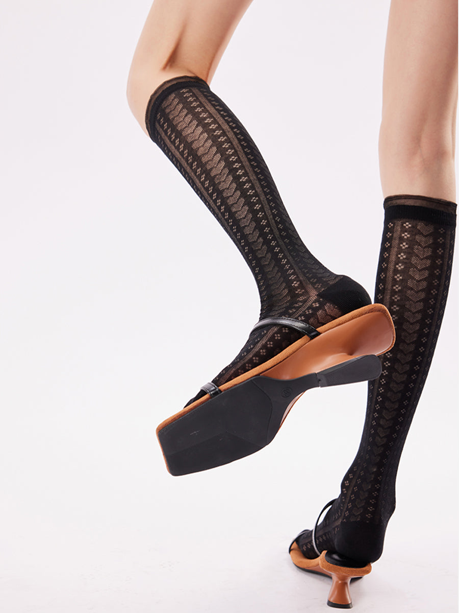 Sheer Pointelle Knee High Socks