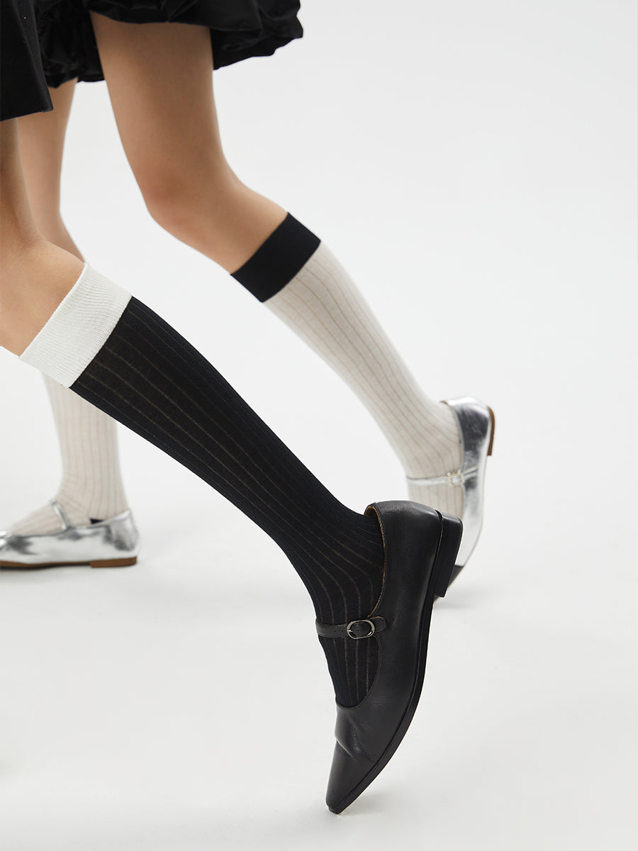 Colorblock Ribbed Knee High Socks