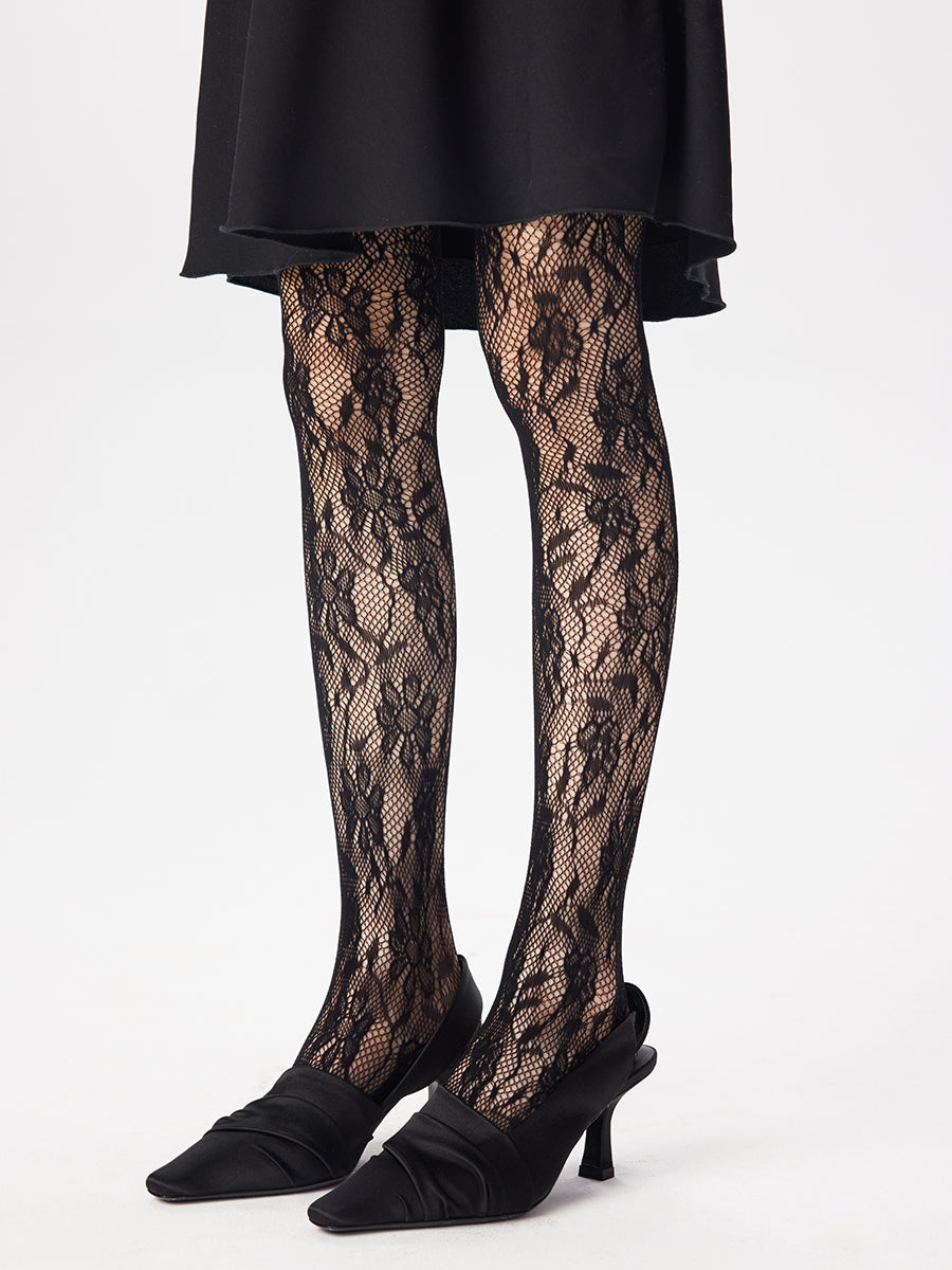 Floral Fishnet Tights