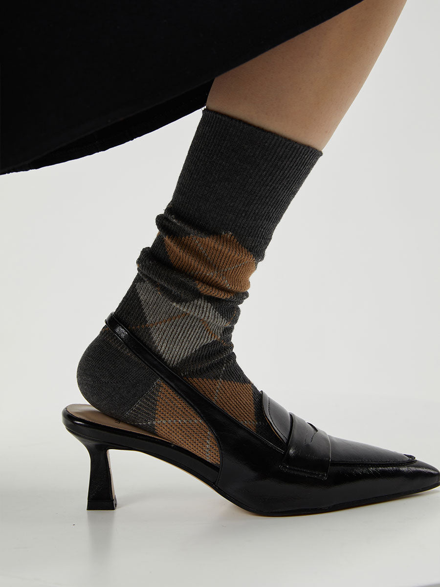 Argyle Pattern Crew Socks