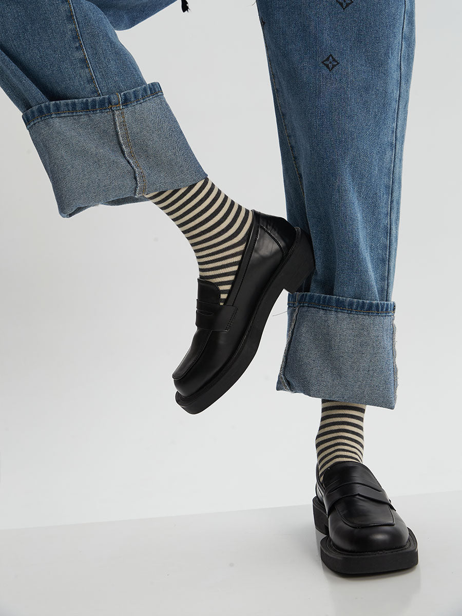 Striped Pattern Crew Socks
