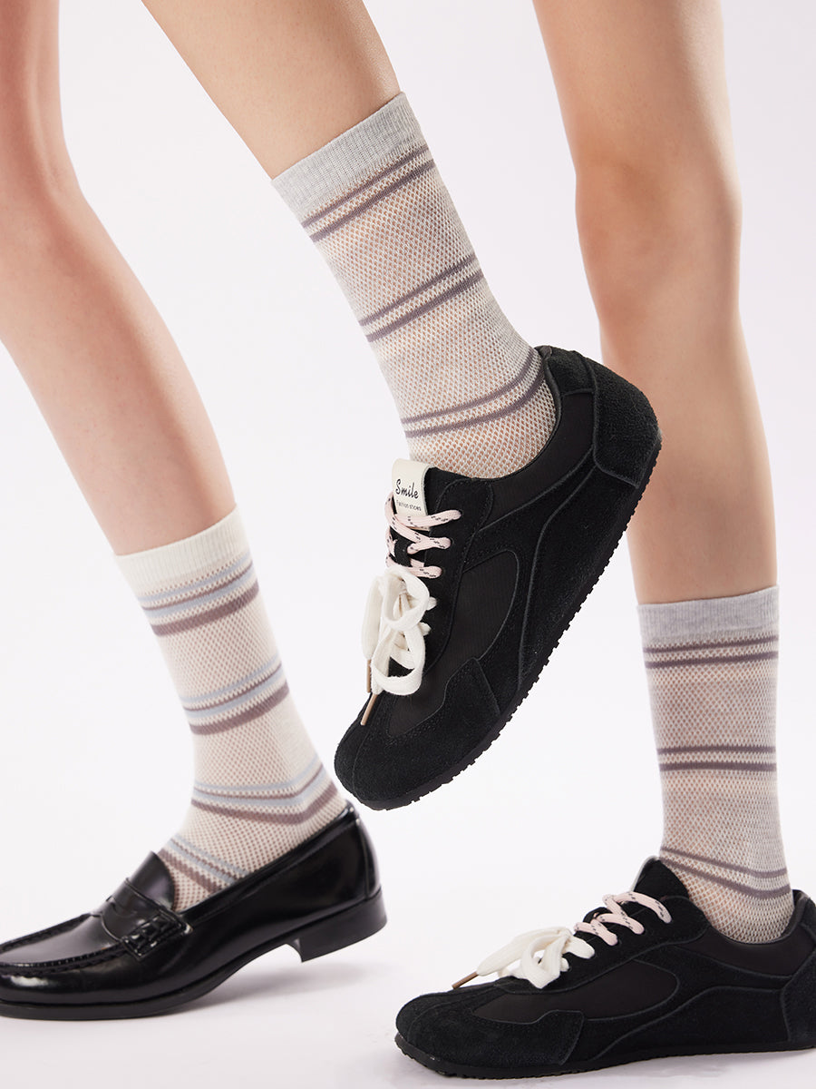 Stripe Mesh Crew Socks