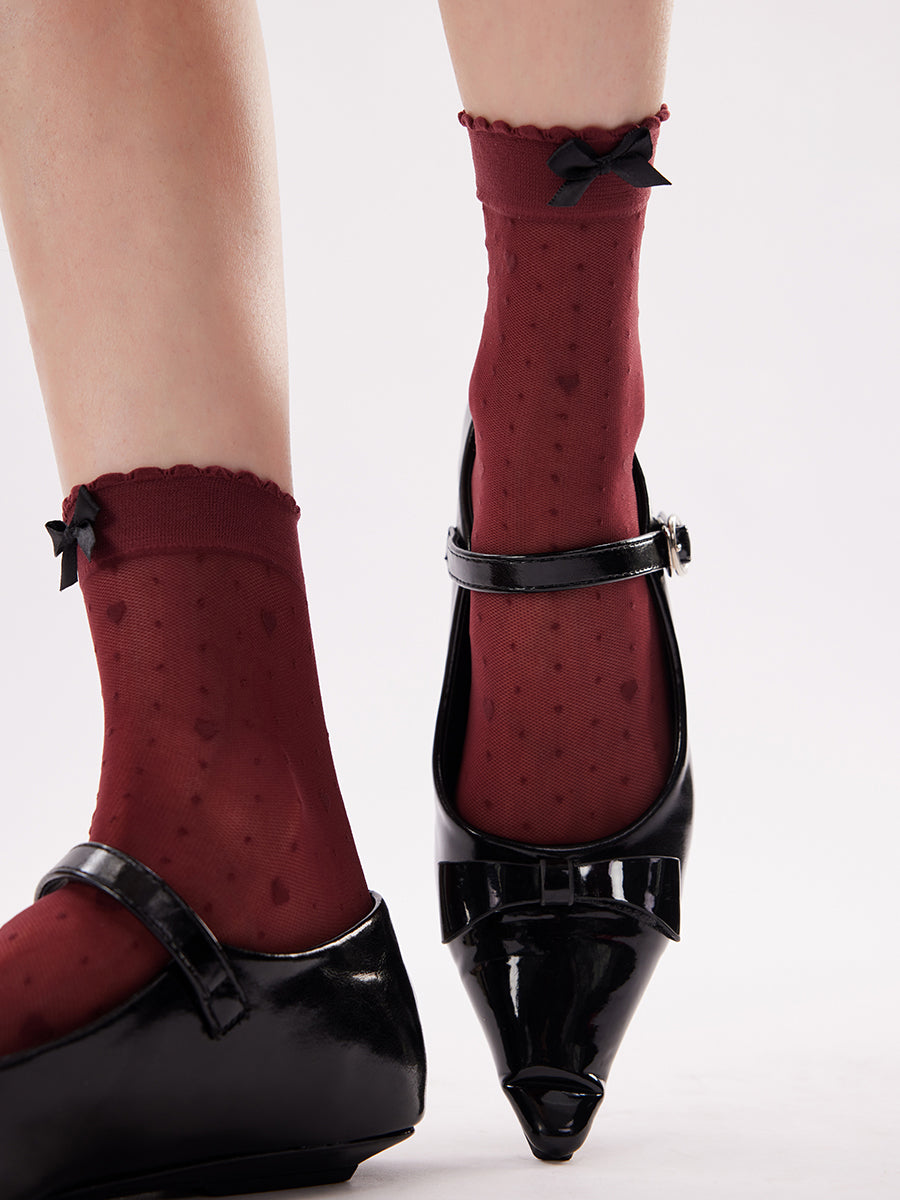 Polka Dot Sheer Crew Socks