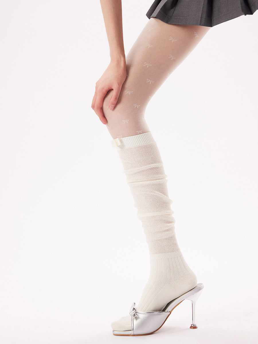 Bow Slouch Knee High Socks