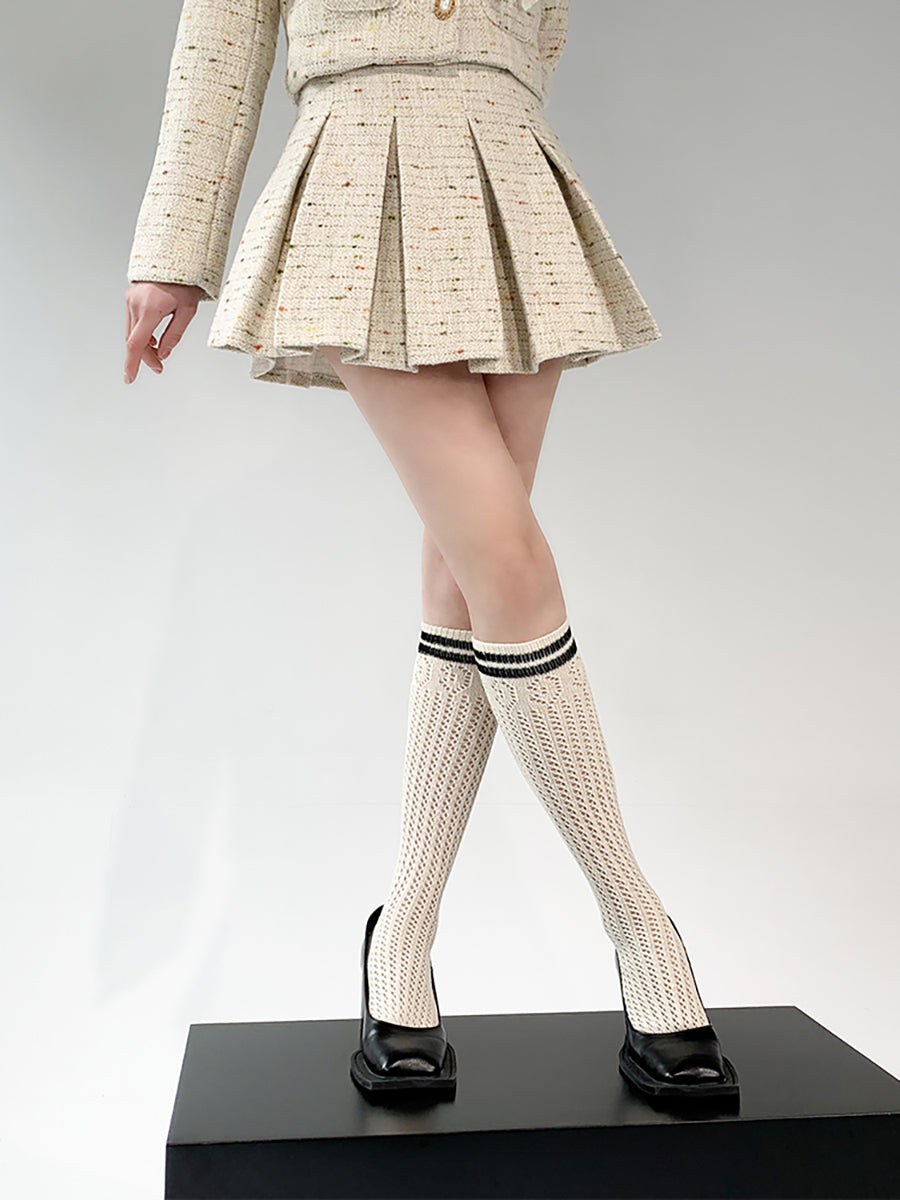 Pointelle Knit Knee High Socks