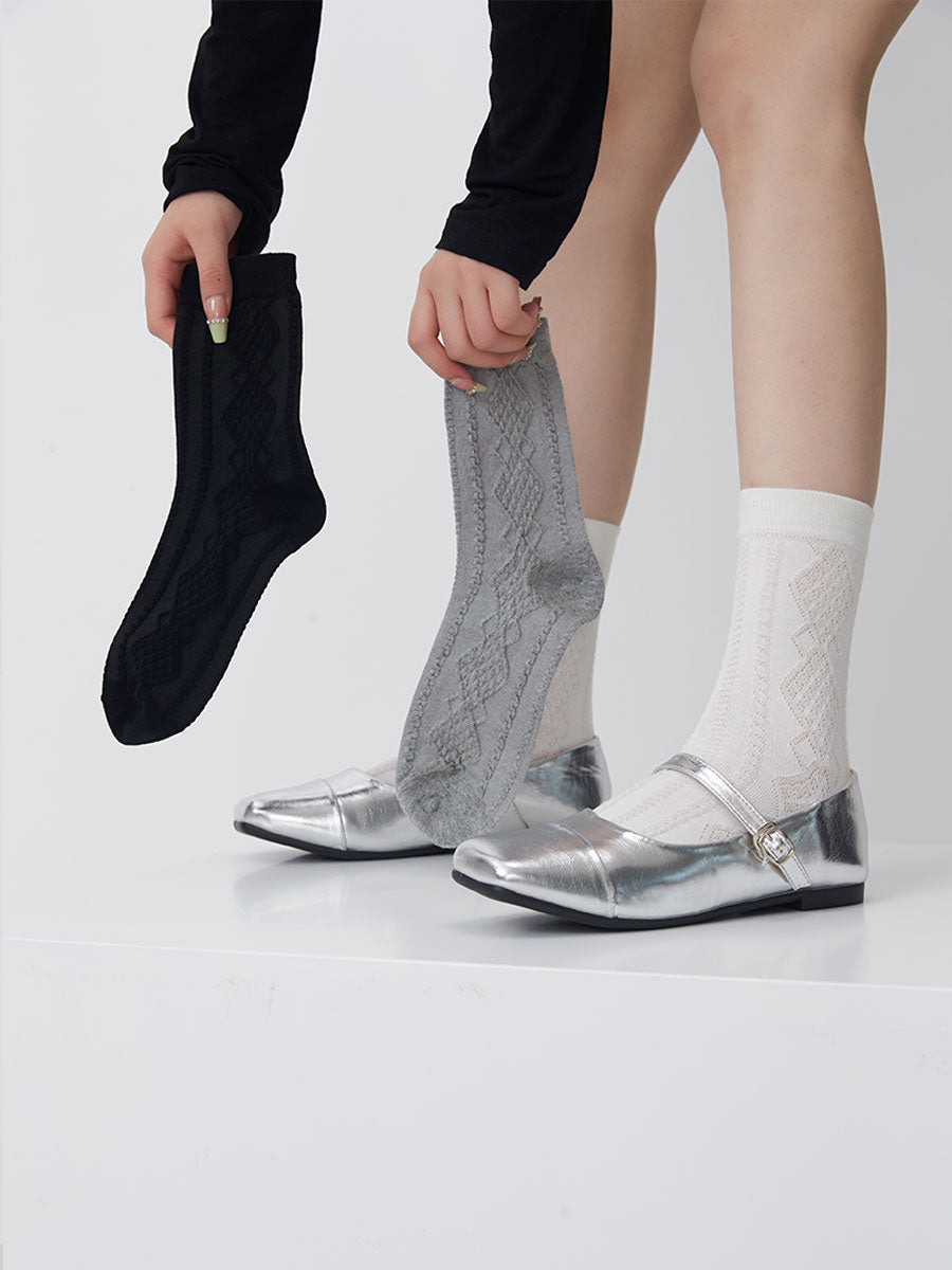 Diamond Knit Crew Socks