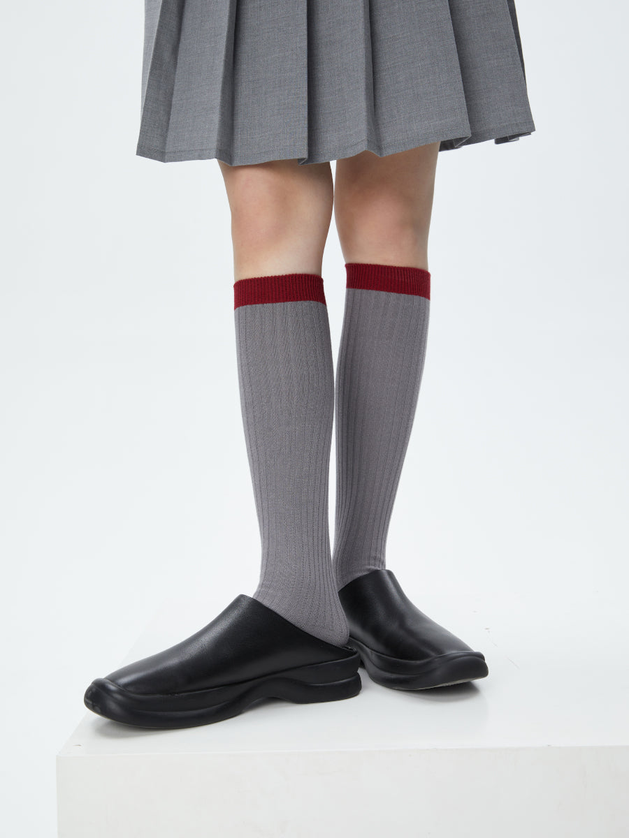 Colorblock Ribbed Knee High Socks