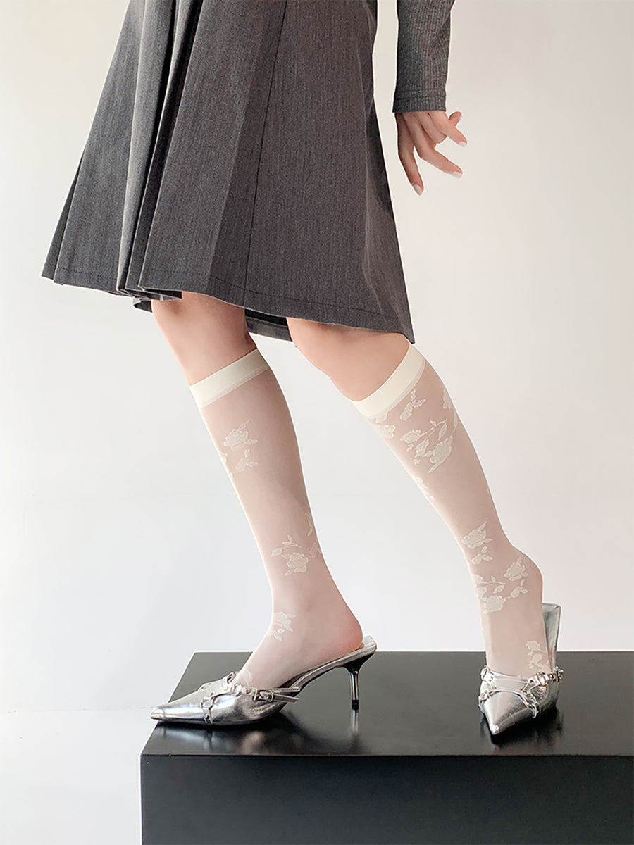 Floral Knee High Socks